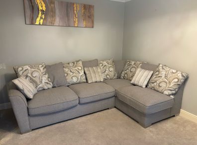 corner sofa, footstool & armchair