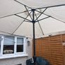 garden furniture table and chairs, parasol and parasol weight Image 4