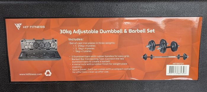 Hit Fitness Adjustable Dumbbell Set 30kg