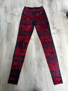 Tartan velvet look leggings