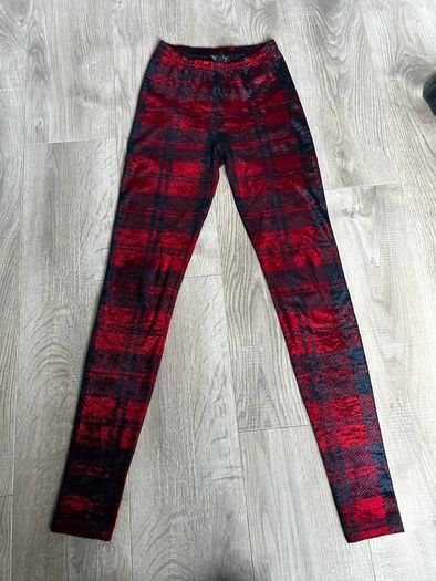 Tartan velvet look leggings