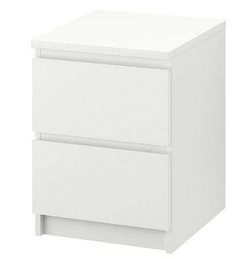 IKEA MALM Bedside Table - 2 Drawers - White. 40x55 cm