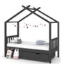 Kids Bed Frame with a Drawer Dark Grey Solid Pine Wood 80x160cm Image 2