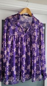 Per Una purple floral boho blouse Sz 12UK