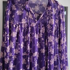 Per Una purple floral boho blouse Sz 12UK
