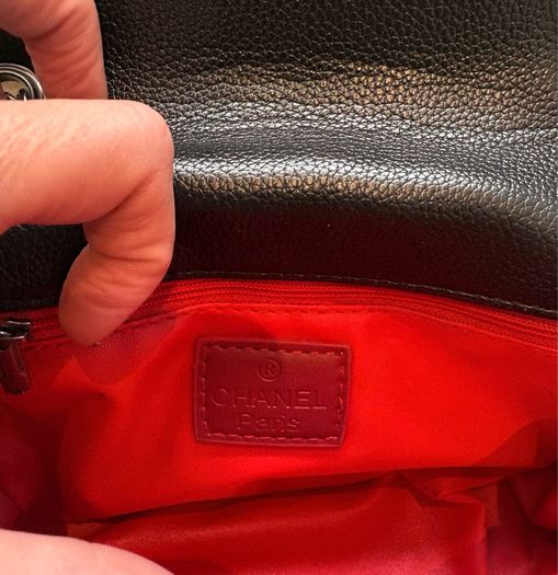 Rare all black C single flap bag.