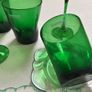 12 Pieces - Vintage Luminarc Alsace Mid Century Wine Glasses with Emerald Green Stem, Galbiati Milano Tumblers and Vintage Art Deco Royal Grafton Side Plates Image 3