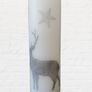 Winter christmas decorative white candle with grey deer reindeer Xmas table home decor Xmas eve gift advent scandinavian style tree wood star Image 3