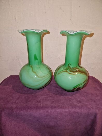 Vintage matching pair of glass vases