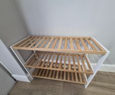 3-Tier Bamboo & White Shoe Rack