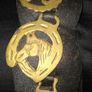 Set of Five Old Brass Horse Medallions on a black strap, Postage Available, Image 3