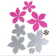 4pcs/set Poinsettia Flowers Metal Dies Embossing Cutting Dies Scrapbooking DIY  Embossing Photo Album Art Decorations Home Decor
