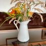 Vintage Shabby Chic Antique White Enamel Jug Vase Image 4