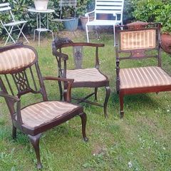 50 EACH / 3 Art Nouveau Antique Chairs