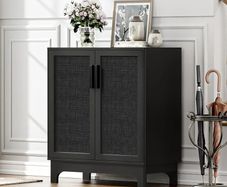 Sideboard for Living Room Rattan Buffet Storage Cabinets with Adjustable Shelves, Magnetic Closure, Accent Cabinet Cupboard for Kitchen Hallway Dining Room Furniture 80 x 40 x 89 cm