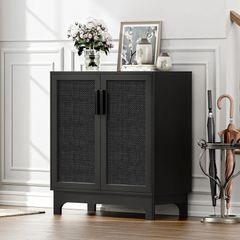 Sideboard for Living Room Rattan Buffet Storage Cabinets with Adjustable Shelves, Magnetic Closure, Accent Cabinet Cupboard for Kitchen Hallway Dining Room Furniture 80 x 40 x 89 cm