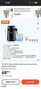 VEVOR 4L Water Distiller Purifier Machine