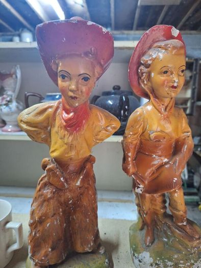 Vintage Carnival Chalkware Statues