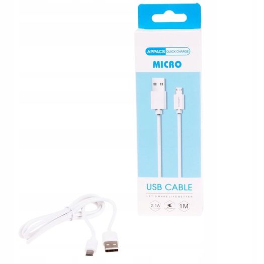 New 1m Premium Appacs Micro USB 2.1A Quick Fast Charge Data Cable Charger #871
