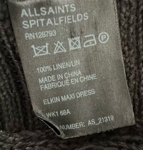 All Saints Elkin Hand Crochet Linen Dress Size Uk10