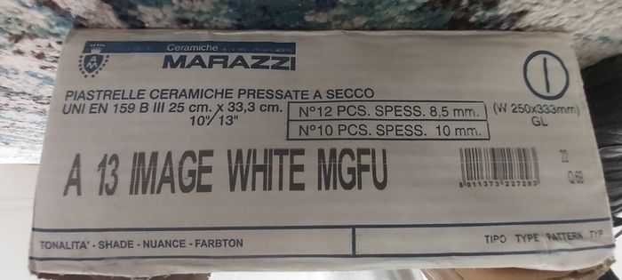 Box of White Marazzi Ceramic Tiles (unopened) - For Sale