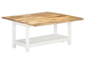 Extendable Coffee Table White 90x(45-90)x45 cm Solid Mango Wood