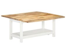 Extendable Coffee Table White 90x(45-90)x45 cm Solid Mango Wood