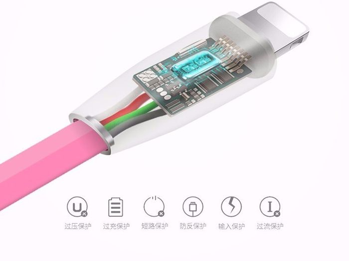 Pink 1m Zinc Alloy Data Sync / Lightning USB Cable for iPhone 7 6 6s Plus 5