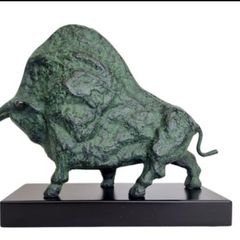 Pablo Picasso Inspired Bull - Patinated Bronze, Marble