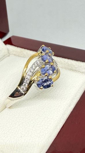 Tanzanite & White Zircon 4-Stone Ring