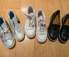 Footwear Bundle: Nike Air Force 1s, Metallic Nike Sneakers & Black Patent Loafers (UK 5 / EU 38)
