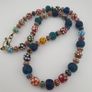 Antique Venetian African Style MultiColor Polka Dotted & Chevron Glass Beads Necklace Image 7