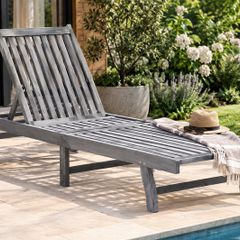Sun Lounger Solid Acacia Wood