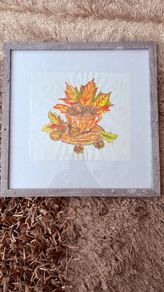 Watercolour - Autumn in a mug (paint 19,5/22cm frame 33/33cm)