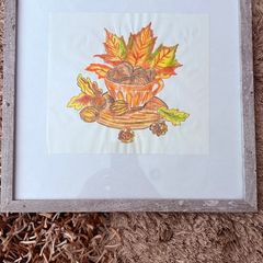 Watercolour - Autumn in a mug (paint 19,5/22cm frame 33/33cm)