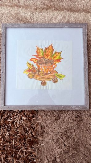 Watercolour - Autumn in a mug (paint 19,5/22cm frame 33/33cm)
