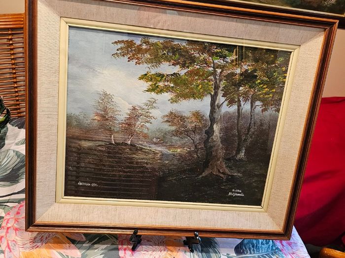 Danny Brennan,Beautiful Original Irish Landscape Painting in Frame  "On the Bank at Woodstown, Co. Waterford"