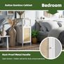 Floor Standing, Small Bathroom Cabinet Floor Standing with Rattan Doors, 4 Tier Narrow Side Storage Cabinet, Space Saving Cupboard for Laundry, Kitchen, Living Room (White) Image 4