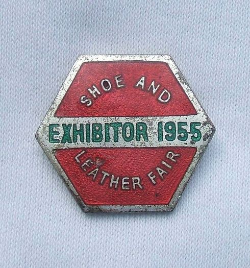 1955 SHOE and LEATHER FAIR - exhibitor's lapel badge (very scarce).