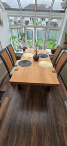 Solid wooden dining table + 4 chairs