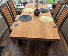 Solid wooden dining table + 4 chairs