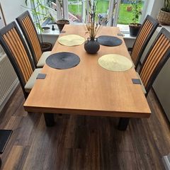 Solid wooden dining table + 4 chairs