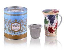 Porcelain Wild Berries Cup With Infuser And Lid 350ml