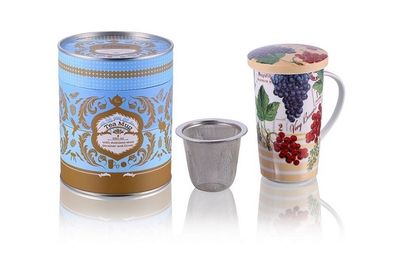 Porcelain Wild Berries Cup With Infuser And Lid 350ml