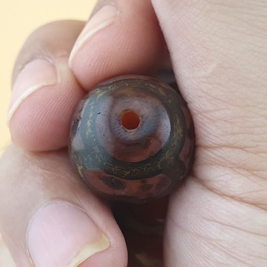 Vintage Lot of 3 Etched Carnelian Agate Unique Pattern Beads Lot