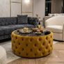 Round Velvet Coffee Table  Tinted Glass Top Image 7