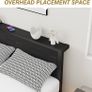Double Bed Frame with Wooden Storage Shelf Headboard, Metal Platform Bed Frame Double Bed, No Box Spring Needed, Enhanced Support, Black Image 4