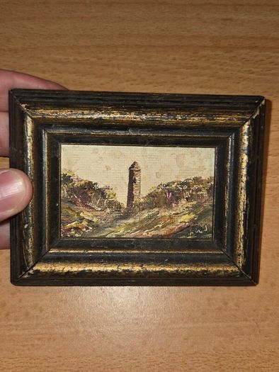 Carol Ann Waldron - Miniature Oil Painting - Round Tower Glendalough