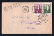 1952 Ireland Centenary of the Death of Thomas Moore (Poet &amp; Musician) Commemorative Stamps Plain Addressed First Day Cover (FDC) with Corcaigh cancel of 10th November and Baile Atha Cliath (Dublin) Cancel of 17th November