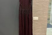 Mango Brown Glitter Hand Beaded Maxi Backless Dress size 10